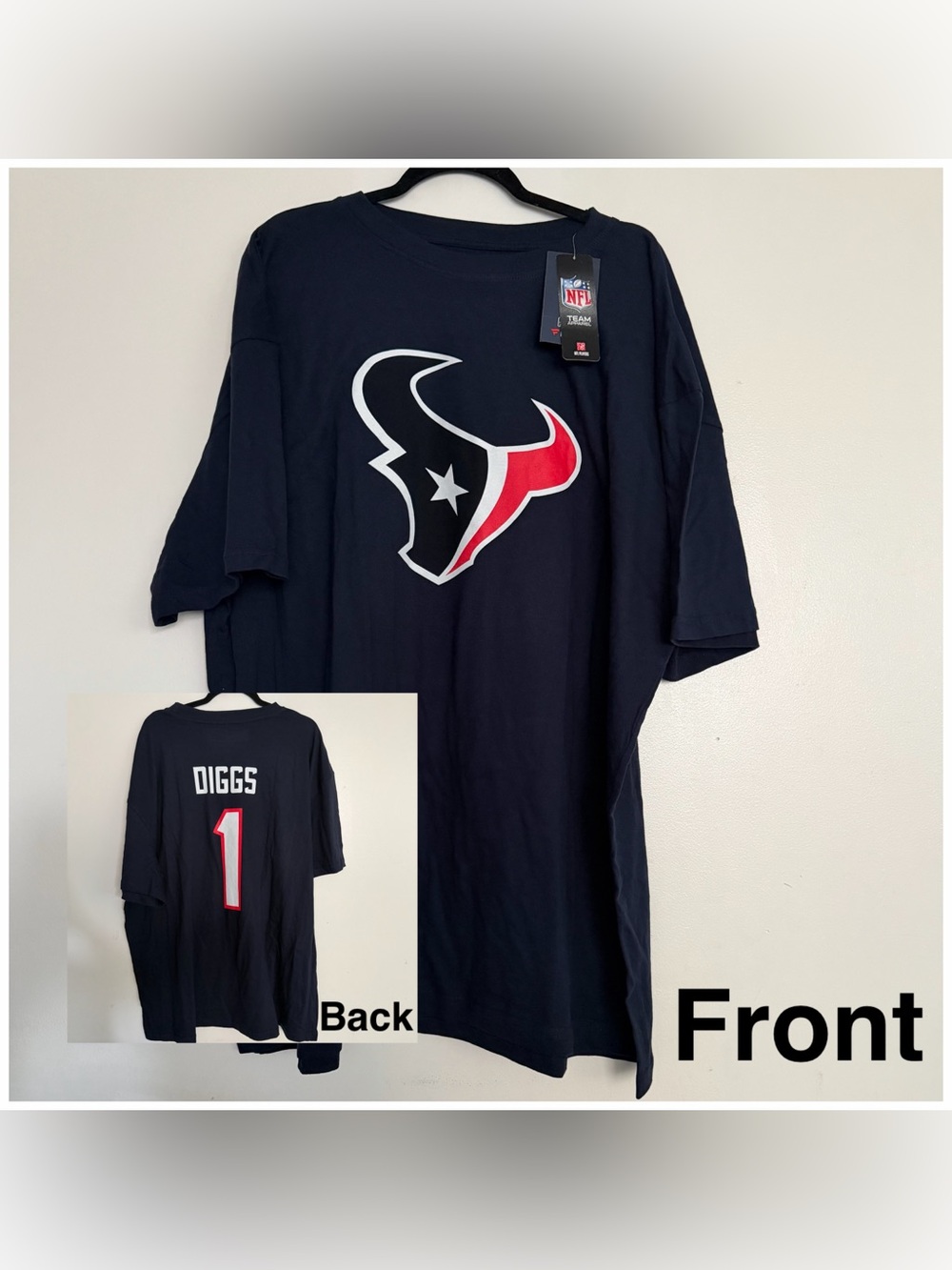 Men’s Fanatics NFL Houston Texans Stefon Diggs 1 Crewneck Tee Size 2XL